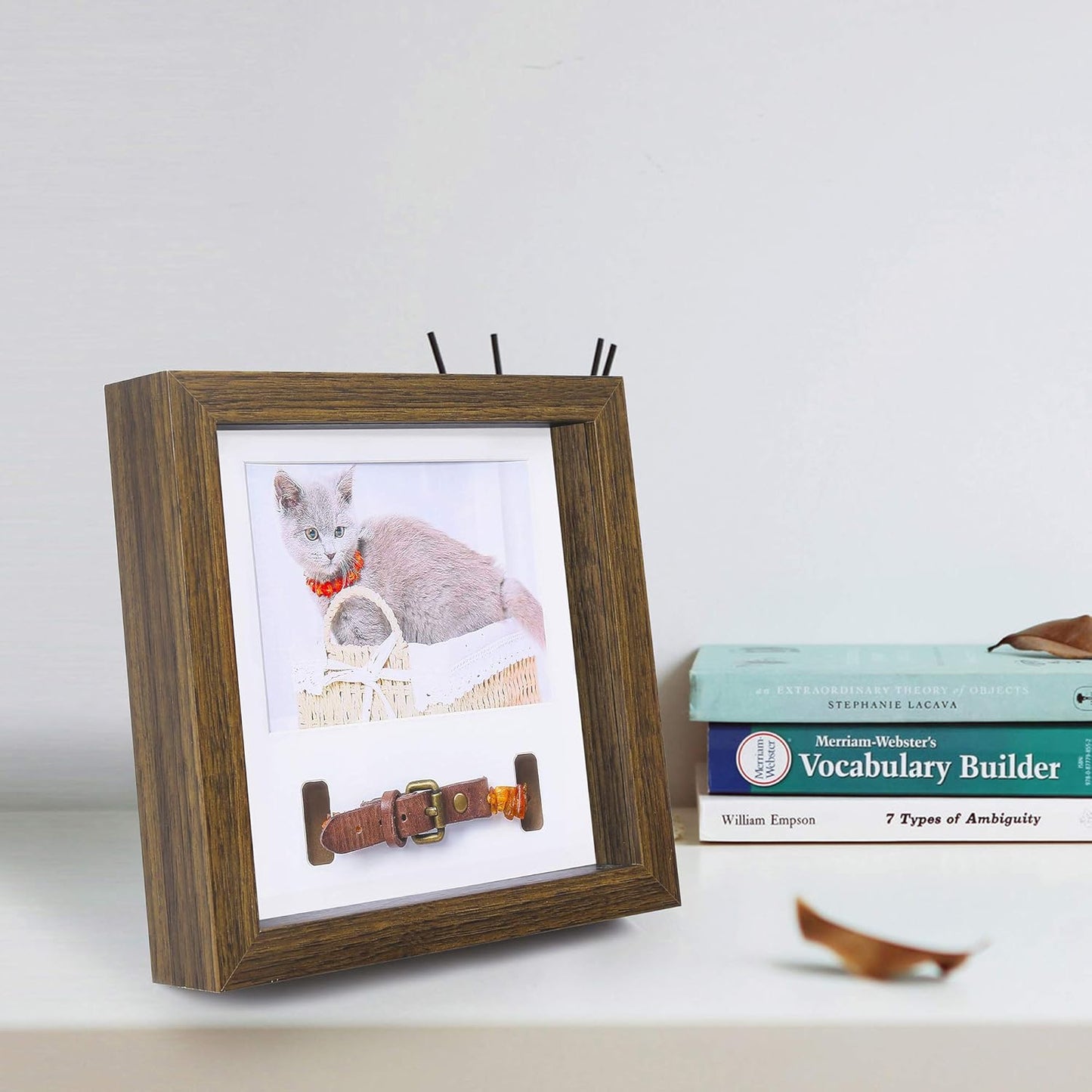 Pet Memorial Picture Frame - Dog Memorial Sentiment Frame for Loss of Dog Gifts - Pet Collar Frame Remembrance Sympathy Dog or Cat Tribute Keepsake, Brwon