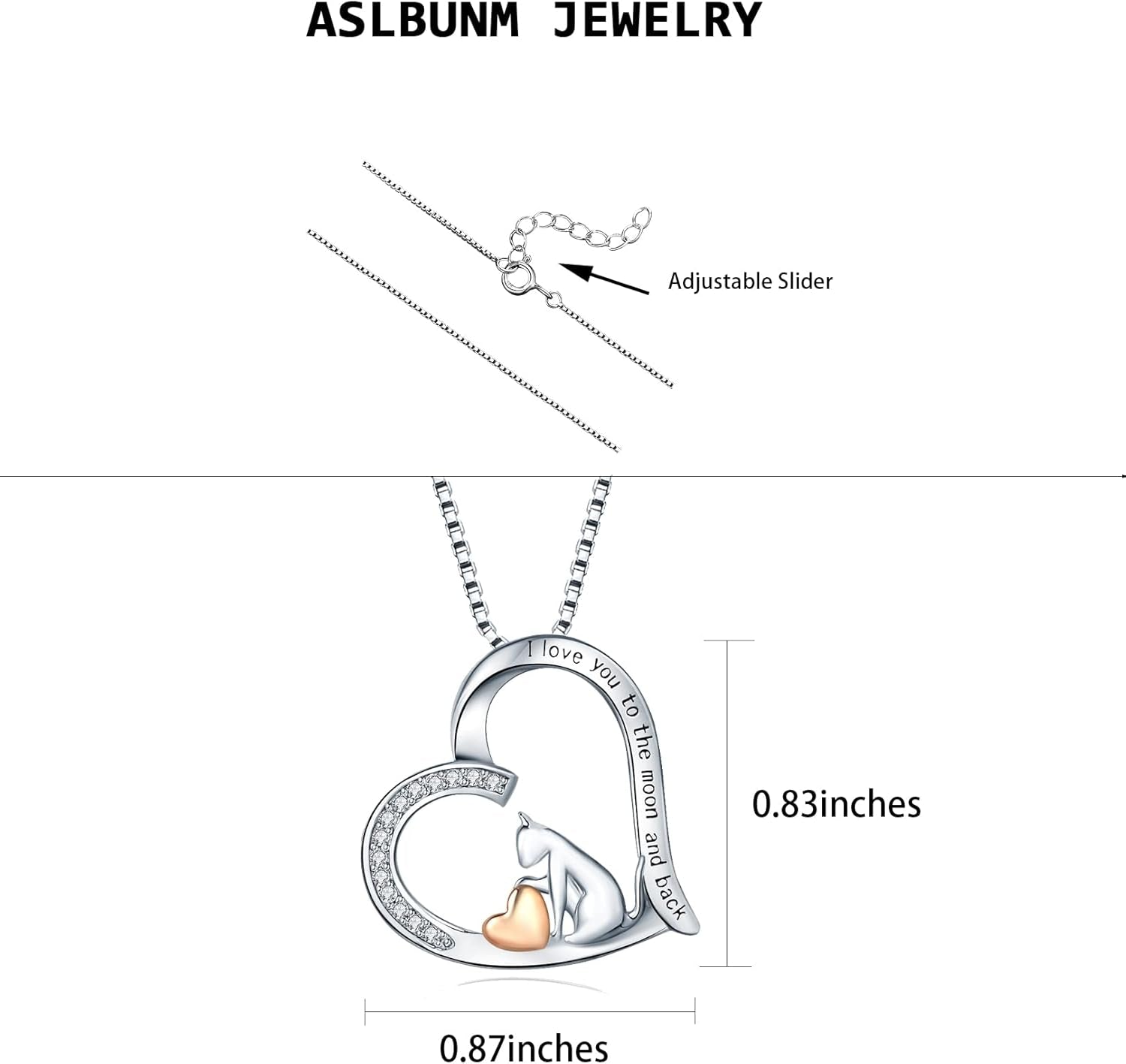 925 Sterling Silver Cute Cat Dog Pet Pendant Necklace Animal Jewelry for Women Daughter Birthday Gifts