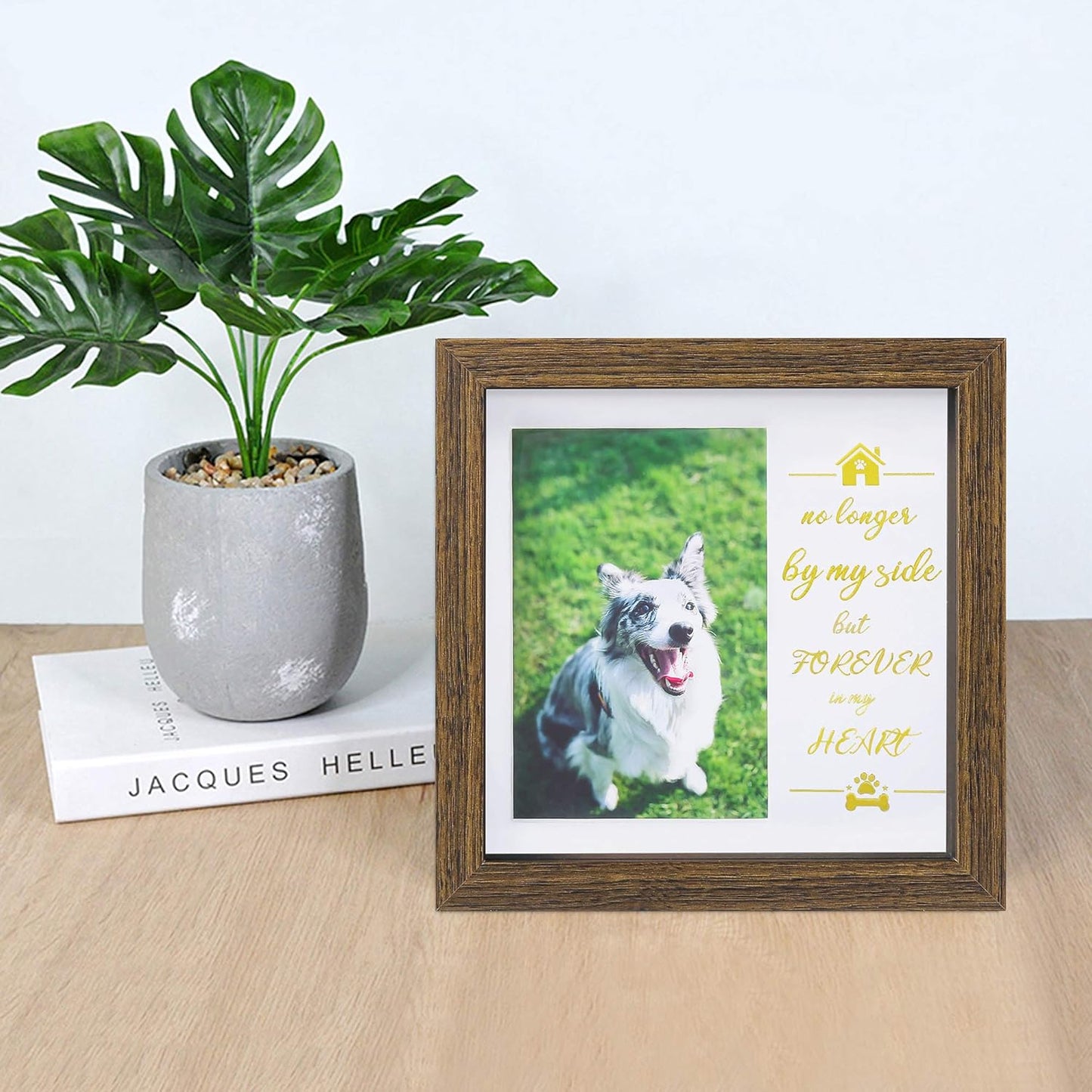 Pet Memorial Picture Frame - Dog Memorial Sentiment Frame for Loss of Dog Gifts - Pet Collar Frame Remembrance Sympathy Dog or Cat Tribute Keepsake, Brwon