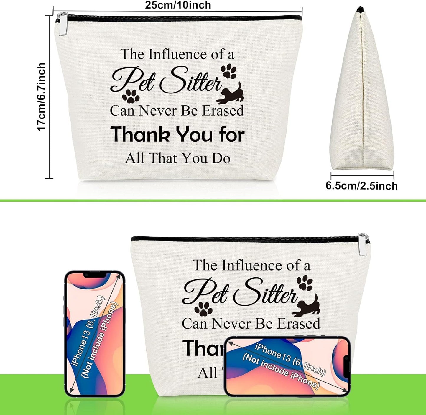 Pet Sitter Gift Makeup Bag Thank You Gifts for Dog Sitter Walker Pet Owners Cosmetic Bag Appreciation Presents for Animal Caretaker Grandma Christmas Birthday Presents Dog Lover Travel Cosmetic Pouch